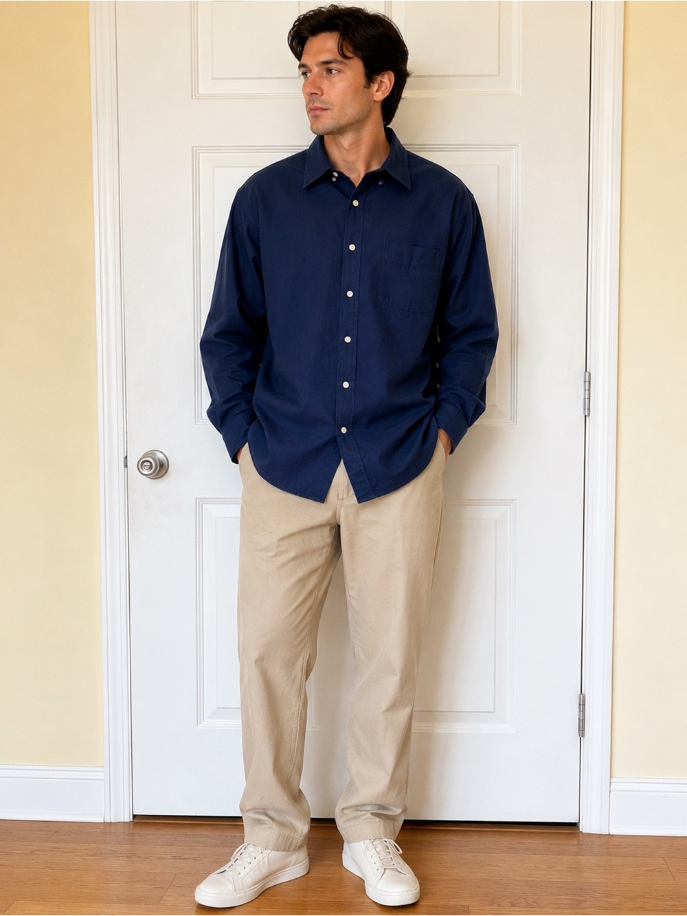 J. Crew Men's Long Sleeve Dress Shirt - Deep Blue